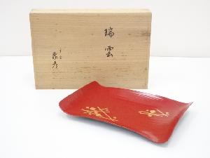 JAPANESE VERMILION-LACQUERED BAMBOO SWEETS TRAY / BY ZOHIKO